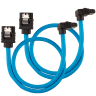 Premium Sleeved SATA 6Gbps 30cm 90° Connector Cable — Blue