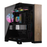 6500X Mid-Tower Dual Chamber PC Case - Black/Walnut Wood