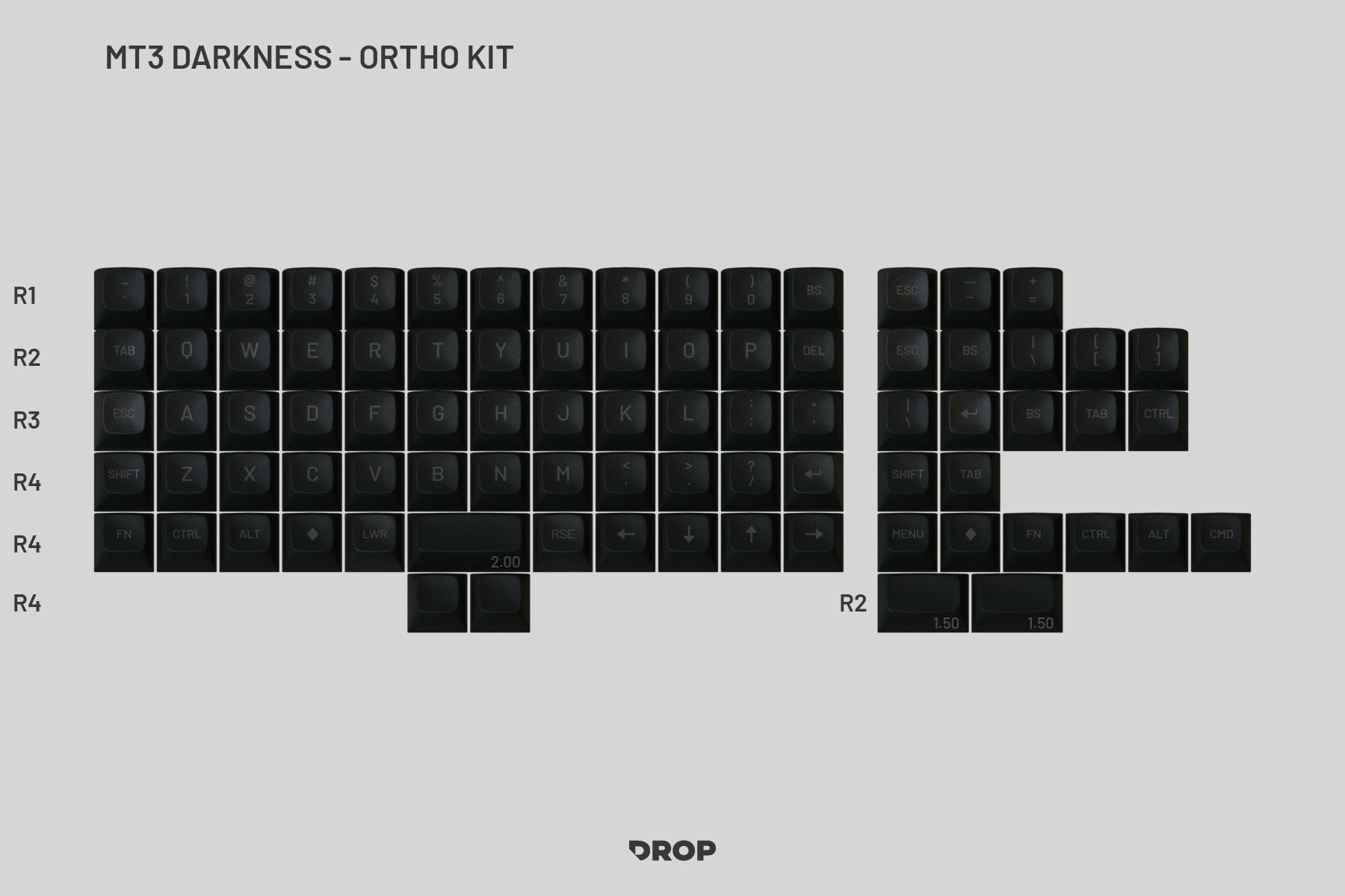 Drop MT3 Darkness Keycap Set - Ortho Kit