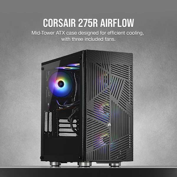 275R Airflow Tempered Glass Mid-Tower Gaming Case — Black