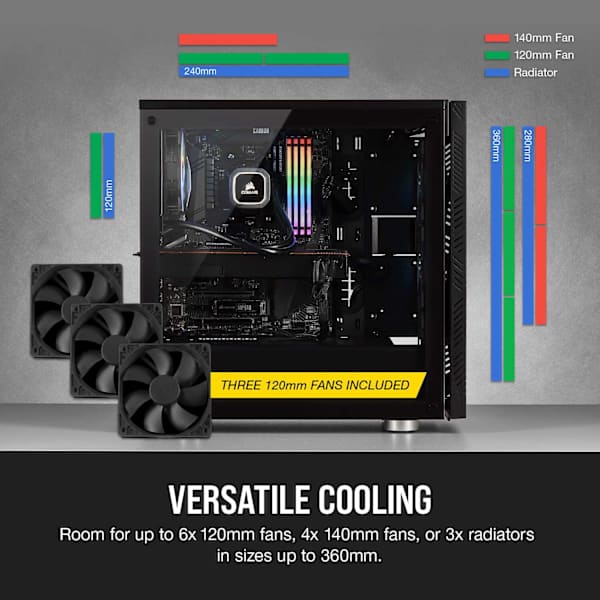 275R Airflow Tempered Glass Mid-Tower Gaming Case — Black