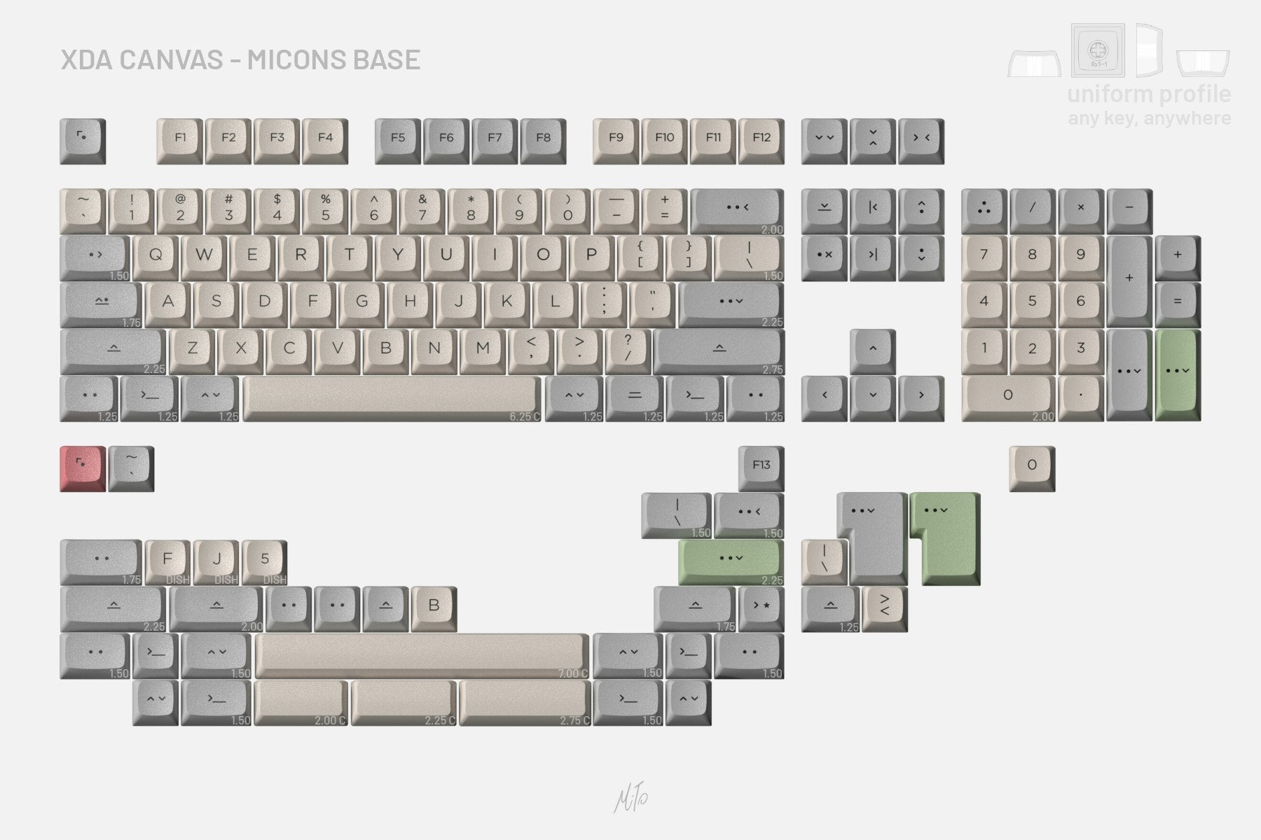 Drop + MiTo XDA Canvas Custom Keycap Set - Micons Base