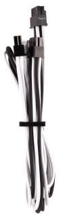 Premium Individually Sleeved PCIe Cables (Single Connector) Type 4 Gen 4 – White/Black