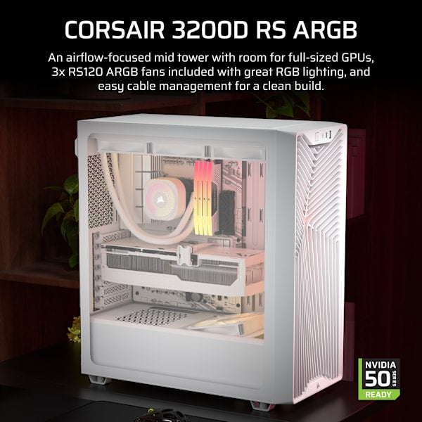 3200D RS ARGB Mid-Tower PC Case - White