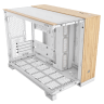 2500X Micro ATX Dual Chamber PC Case - White/Bamboo Wood