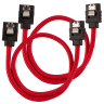 Premium Sleeved SATA 6Gbps 30cm Cable — Red