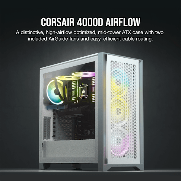 4000D AIRFLOW Tempered Glass Mid-Tower ATX Case — White