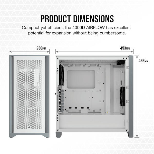 4000D AIRFLOW Tempered Glass Mid-Tower ATX Case — White