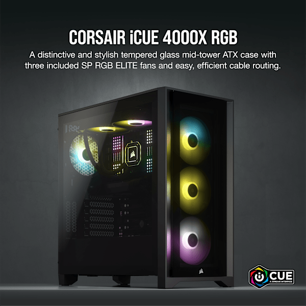 iCUE 4000X RGB Tempered Glass Mid-Tower ATX Case — Black