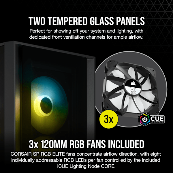 iCUE 4000X RGB Tempered Glass Mid-Tower ATX Case — Black
