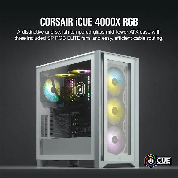iCUE 4000X RGB Tempered Glass Mid-Tower ATX Case — White