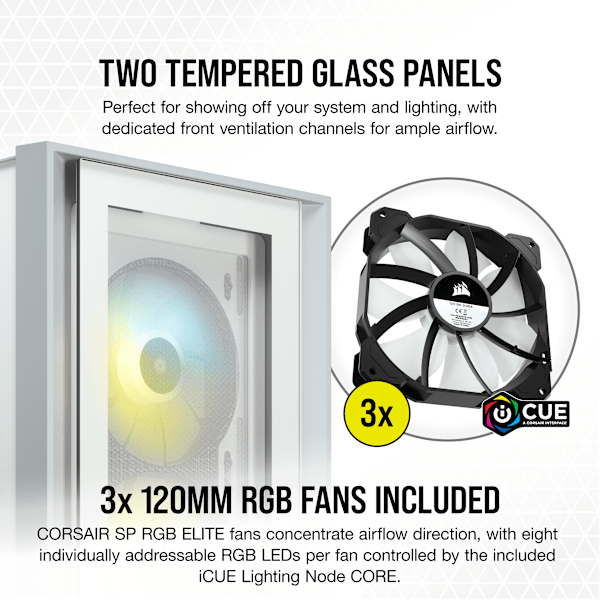 iCUE 4000X RGB Tempered Glass Mid-Tower ATX Case — White