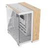 6500X Mid-Tower Dual Chamber PC Case - White/Bamboo Wood