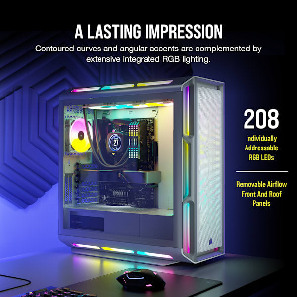 iCUE 5000T RGB Tempered Glass Mid-Tower ATX PC Case — White
