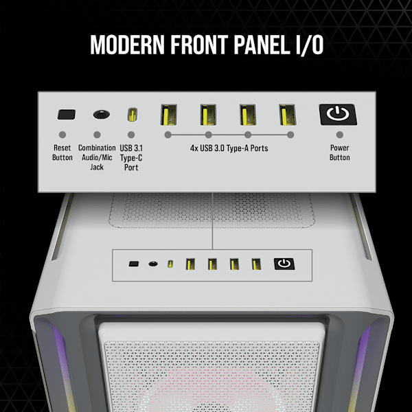 iCUE 5000T RGB Tempered Glass Mid-Tower ATX PC Case — White