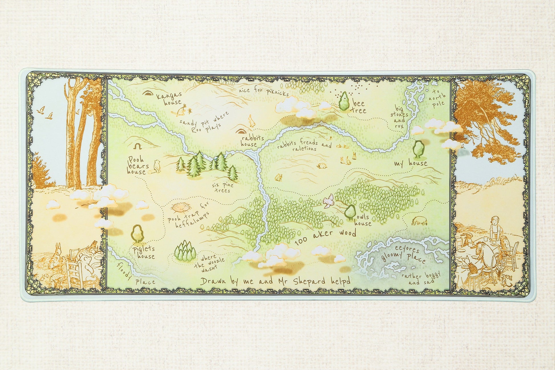 Drop + Bees.Keys Hundred Acres Desk Mat - Map