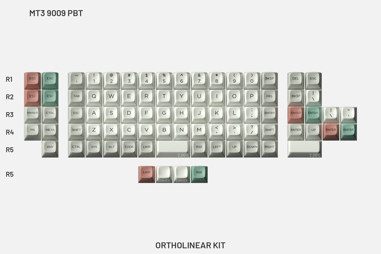 Drop + MiTo MT3 9009 PBT Keycap Set - Ortholinear Kit