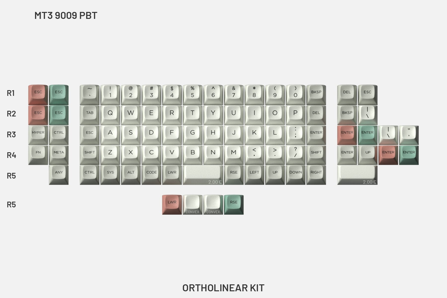 Drop + MiTo MT3 9009 PBT Keycap Set - Ortholinear Kit