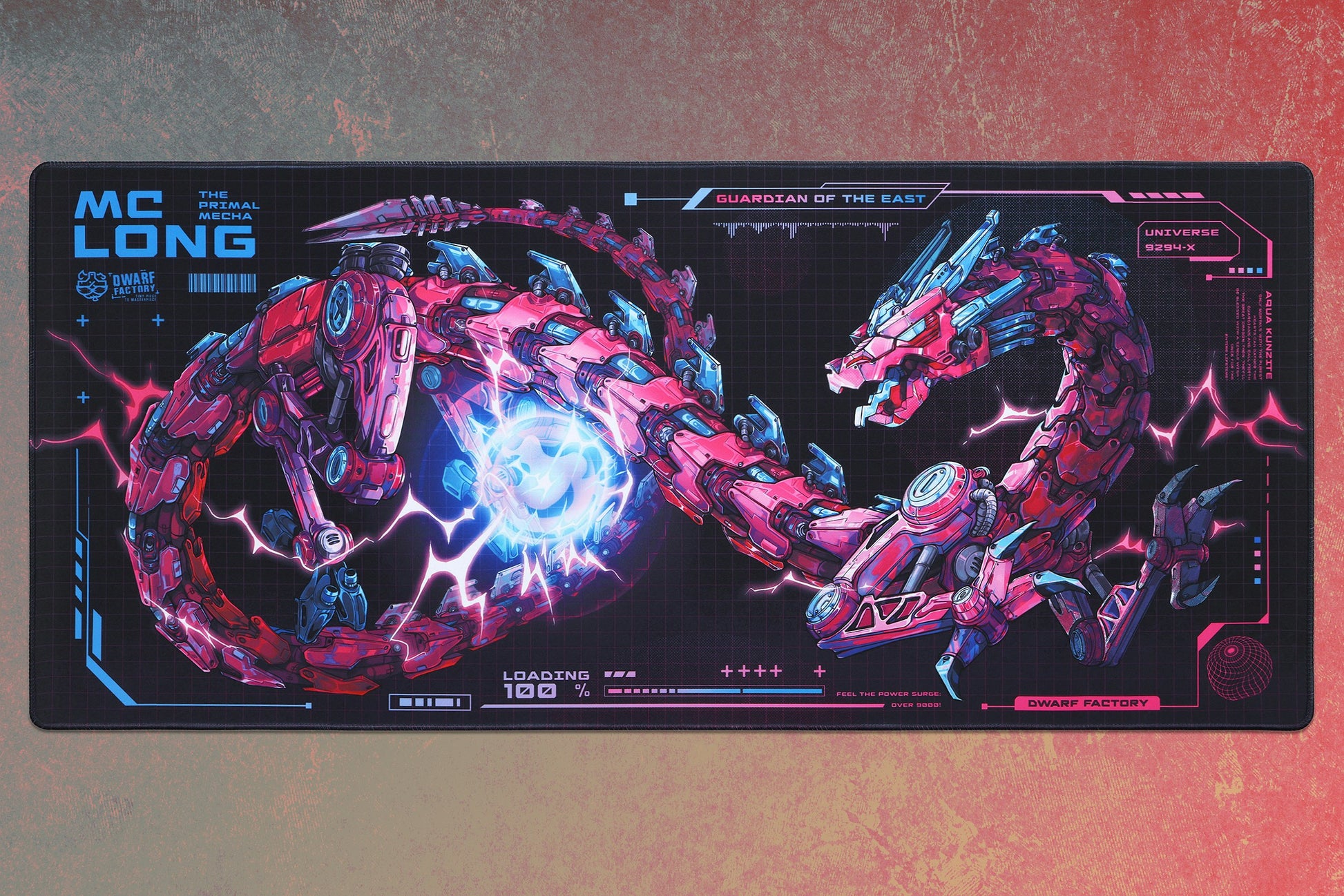 Drop + Dwarf Factory Mc.Long Mecha Desk Mat - Aqua Kunzite