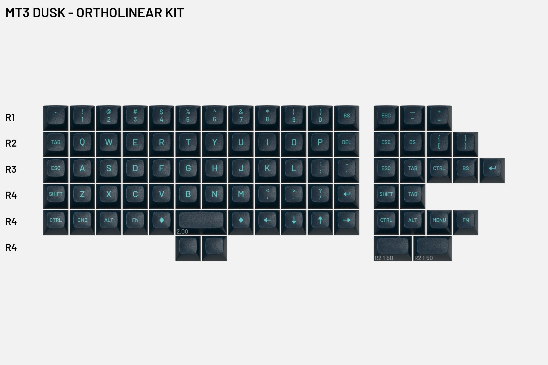 Drop MT3 Dusk Keycap Set - Ortholinear Kit