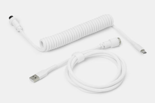 Drop Black and White Coiled Keyboard Cable - Aviator - White