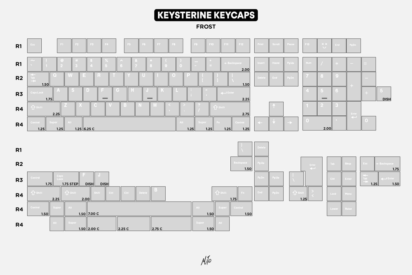Drop + MiTo Keysterine Keycap Set R2 - Frost