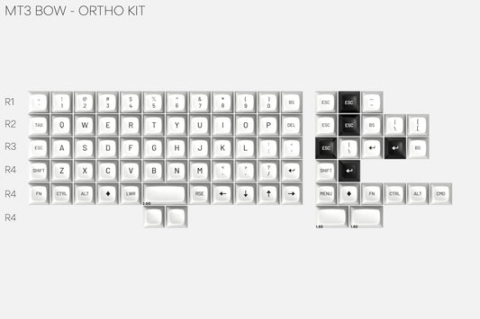 Drop MT3 Black-on-White Keycap Set - Ortho Kit