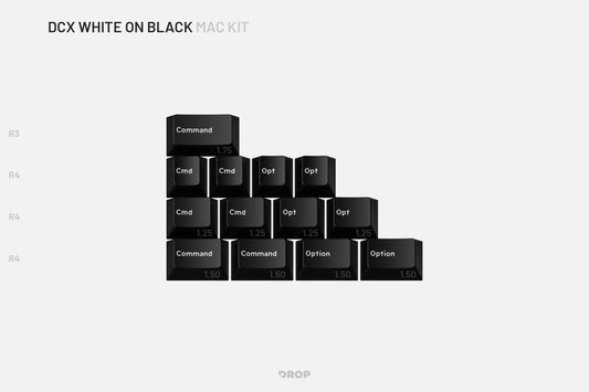 Drop DCX White-on-Black Keycap Set - Mac Kit