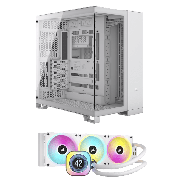 6500X Case White with iCue Link H150i LCD Cooler