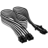Premium Individually Sleeved 12+4pin PCIe Gen 5 12V-2x6 600W cable, Type 4, WHITE/BLACK