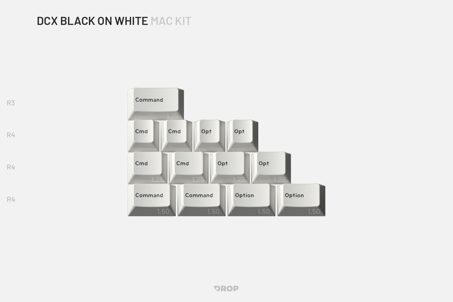 Drop DCX Black-on-White Keycap Set - Mac Kit