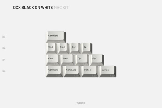 Drop DCX Black-on-White Keycap Set - Mac Kit