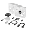 iCUE LINK QX120 RGB 120mm PWM PC Fans Starter Kit with iCUE LINK System Hub - White