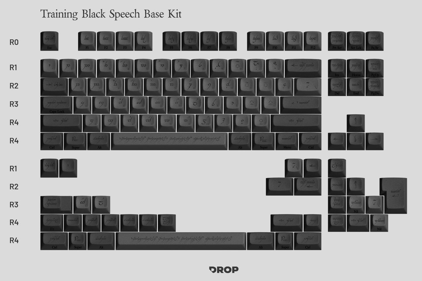 Drop + The Lord of the Rings™ MT3 Black Speech Keycap Set - Training Base Kit
