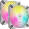 iCUE AF120 RGB SLIM 120mm PWM Fluid Dynamic Bearing Fan — White Twin Pack