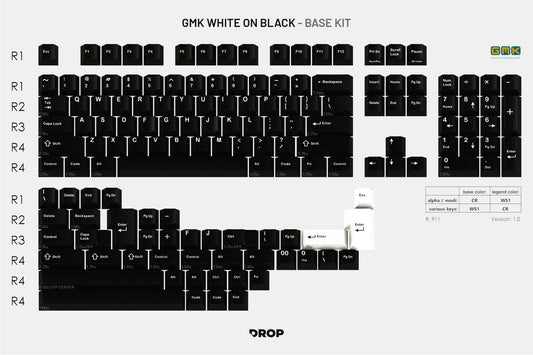Drop GMK White-on-Black Custom Keycap Set