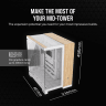 6500X Mid-Tower Dual Chamber PC Case - White/Bamboo Wood