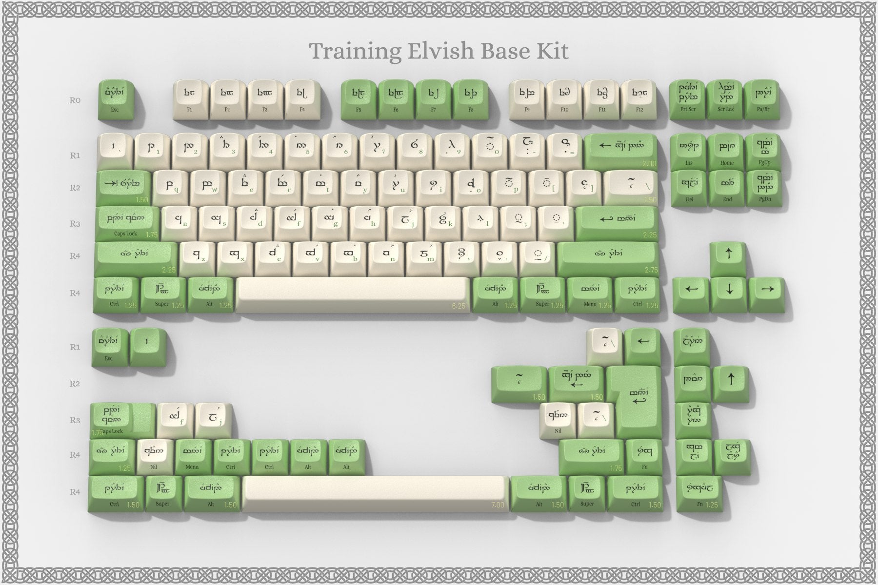 Drop + The Lord of the Rings™ MT3 Elven Keycap Set - Training Elvish Base Kit