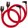 Premium Sleeved SATA 6Gbps 60cm 90° Connector Cable — Red
