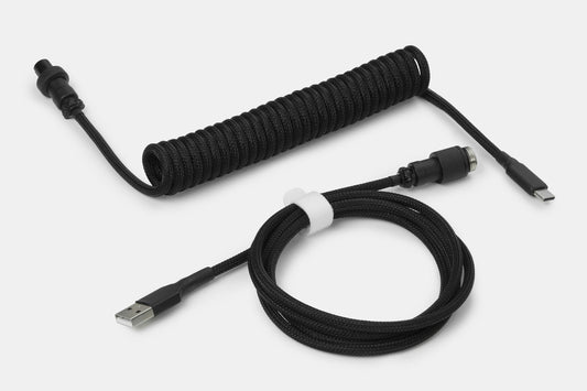 Drop Black and White Coiled Keyboard Cable - Aviator - Black