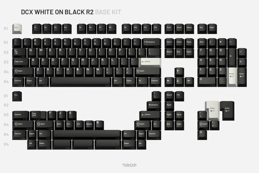 Drop DCX White-on-Black Keycap Set - Base Kit