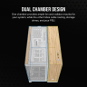 2500X Micro ATX Dual Chamber PC Case - White/Bamboo Wood