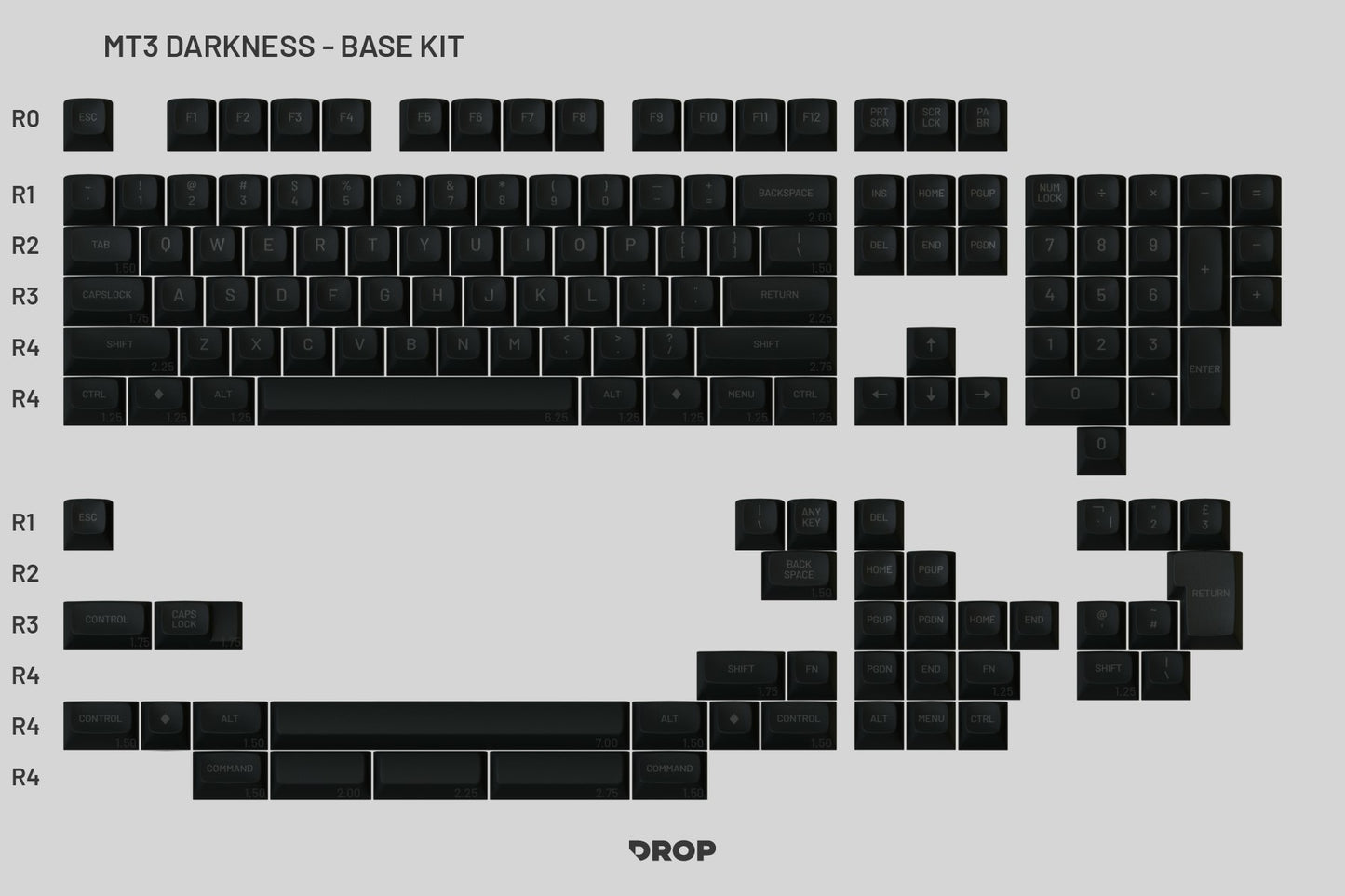 Drop MT3 Darkness Keycap Set - Base Kit