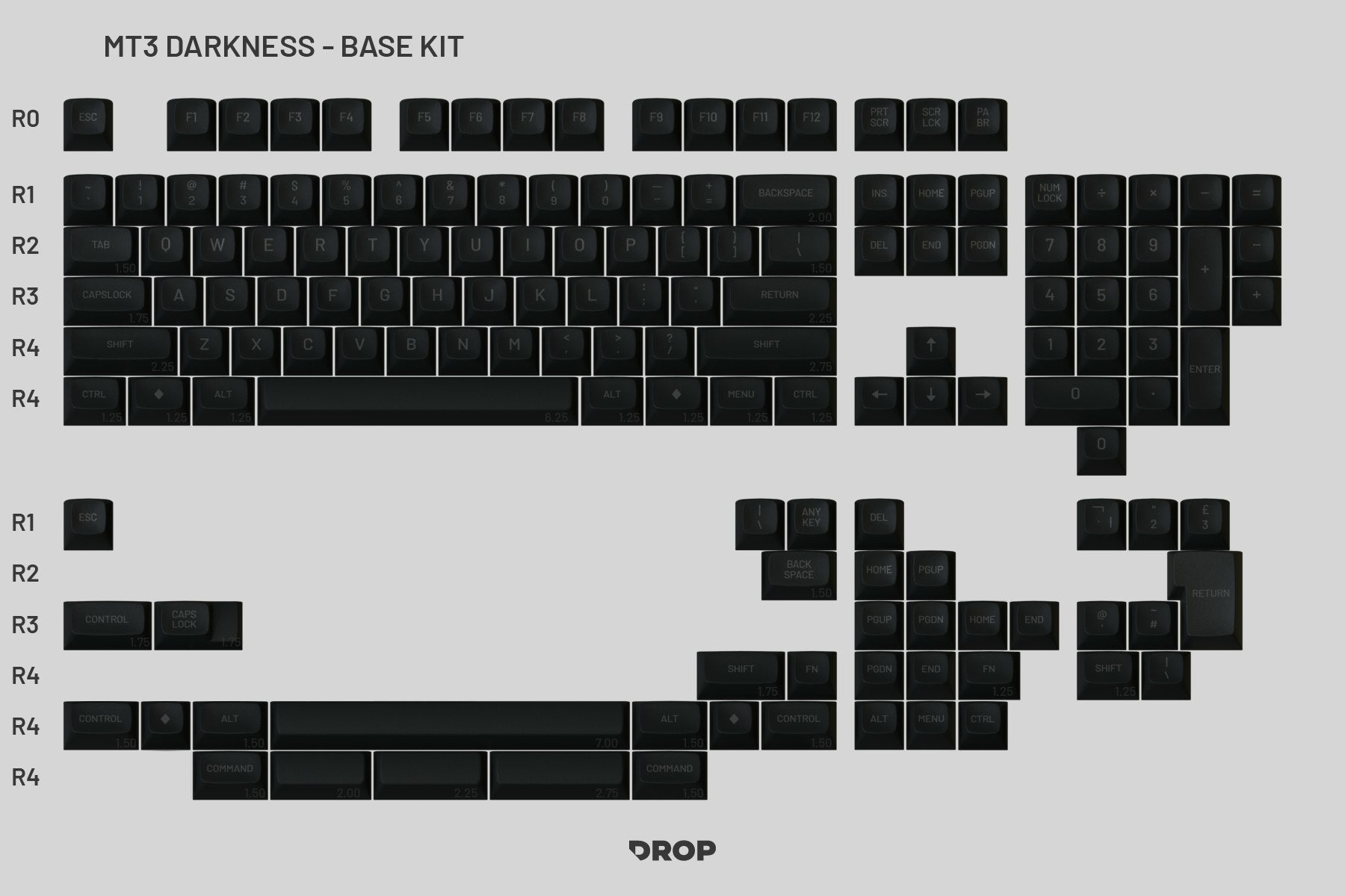 Drop MT3 Darkness Keycap Set - Base Kit