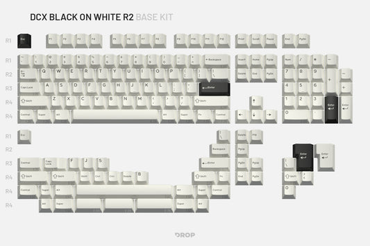 Drop DCX Black-on-White Keycap Set - Base Kit