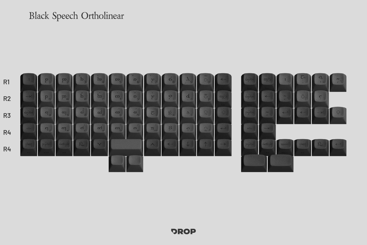 Drop + The Lord of the Rings™ MT3 Black Speech Keycap Set - Ortholinear