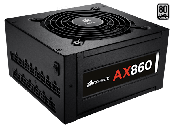 AX860 ATX Power Supply — 860 Watt 80 PLUS® PLATINUM Certified Fully-Modular PSU (NA) (Refurbished)