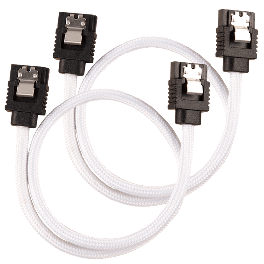 Premium Sleeved SATA 6Gbps 30cm Cable — White