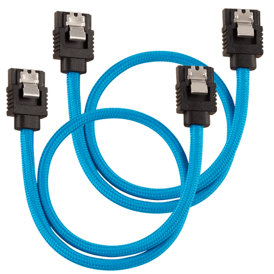 Premium Sleeved SATA 6Gbps 30cm Cable — Blue