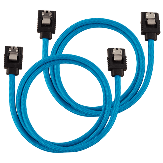 Premium Sleeved SATA 6Gbps 60cm Cable — Blue